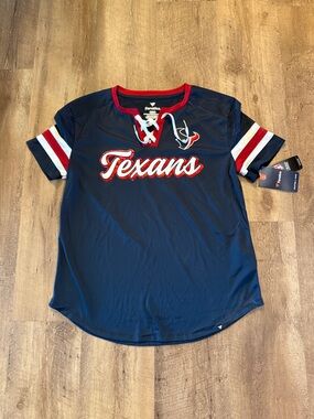 Fanatics Navy Houston Texans Lace-Up Fan Jersey Top